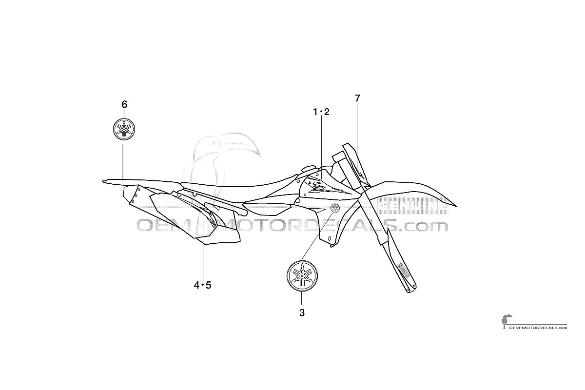 Adesivi per Yamaha YZ450F 2013 - Bianco • Yamaha Adesivi OEM