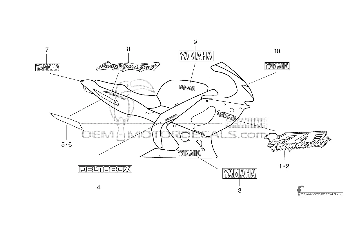 Naklejki do Yamaha YZF600R THUNDERCAT 1997 - Szary • Yamaha Naklejki OEM