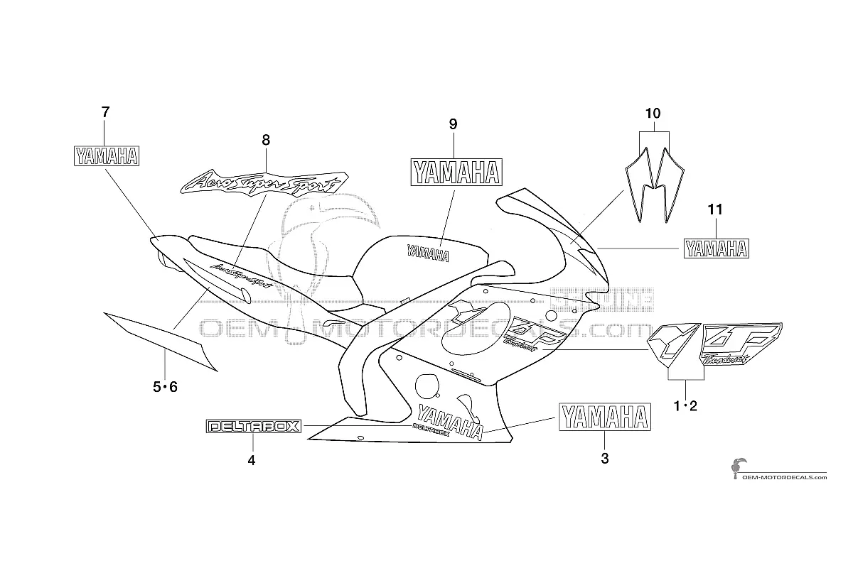 Aufkleber für Yamaha YZF600R THUNDERCAT 2000 - Silber • Yamaha OEM-Aufkleber