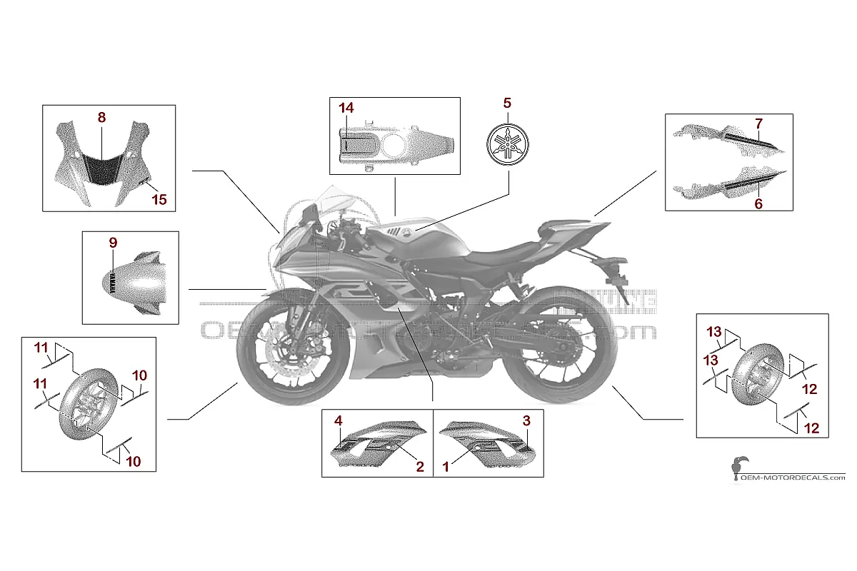 Aufkleber für Yamaha YZF R7 2024 - Grau • Yamaha OEM-Aufkleber