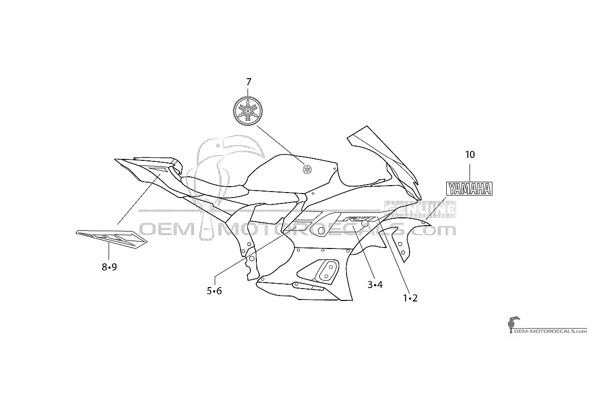 Aufkleber für Yamaha YZF R7 2024 - Blau • Yamaha OEM-Aufkleber