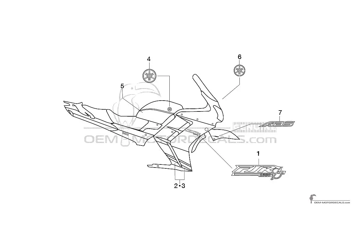 Aufkleber für Yamaha FJR1300 2005 - Silber • Yamaha OEM-Aufkleber