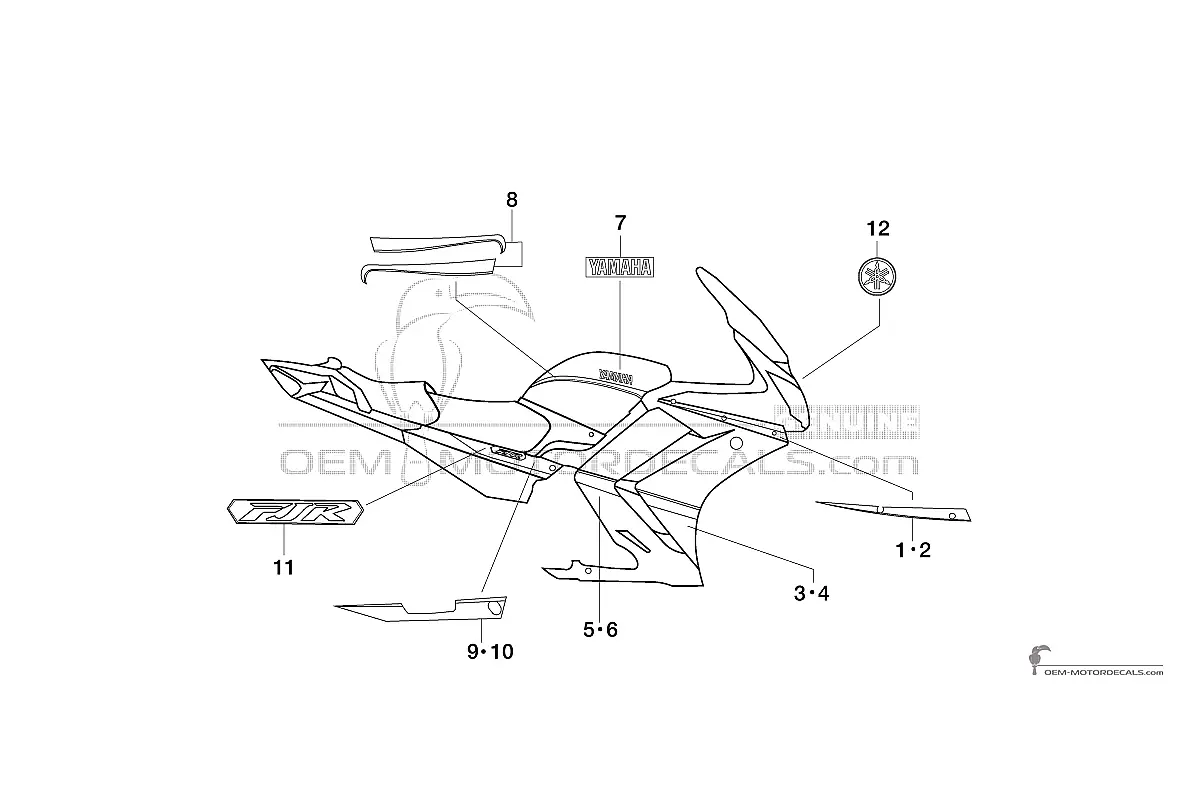 Pegatinas para Yamaha FJR1300 2009 - Gris • Yamaha Pegatinas OEM