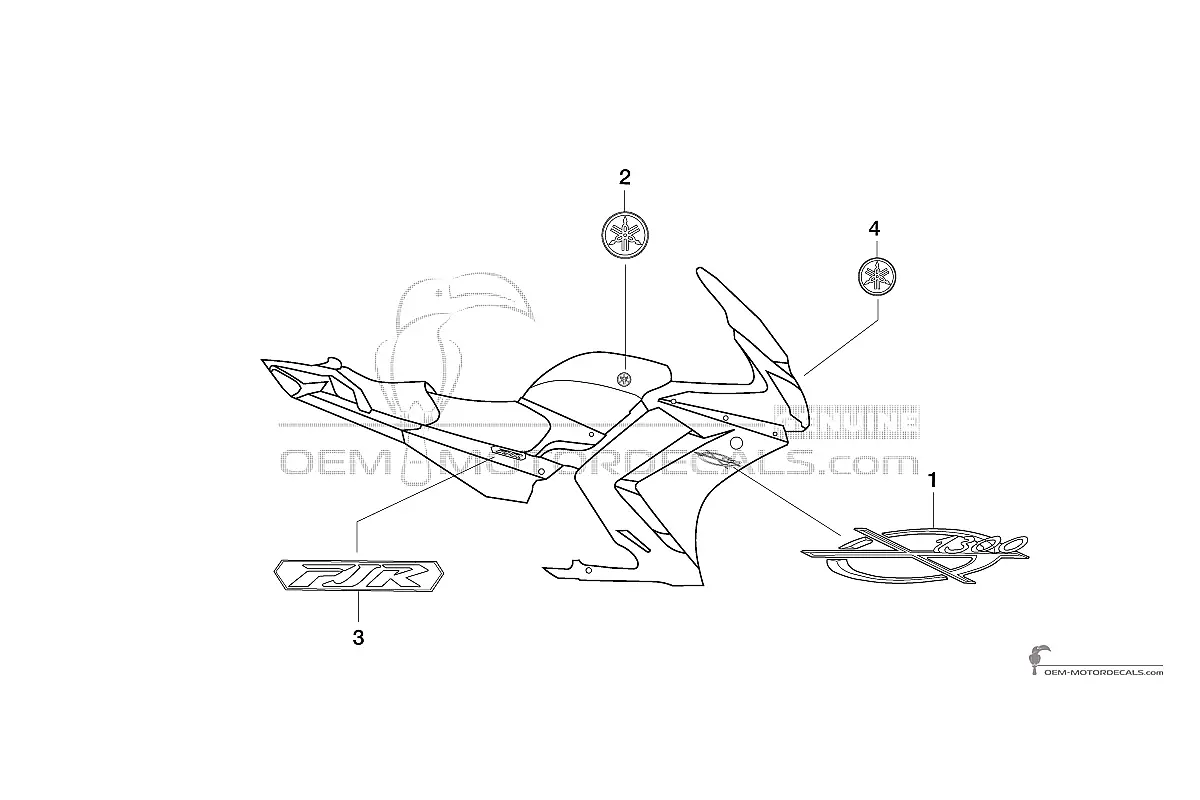 Stickers voor Yamaha FJR1300 2011 - Zilver • Yamaha OEM Stickers