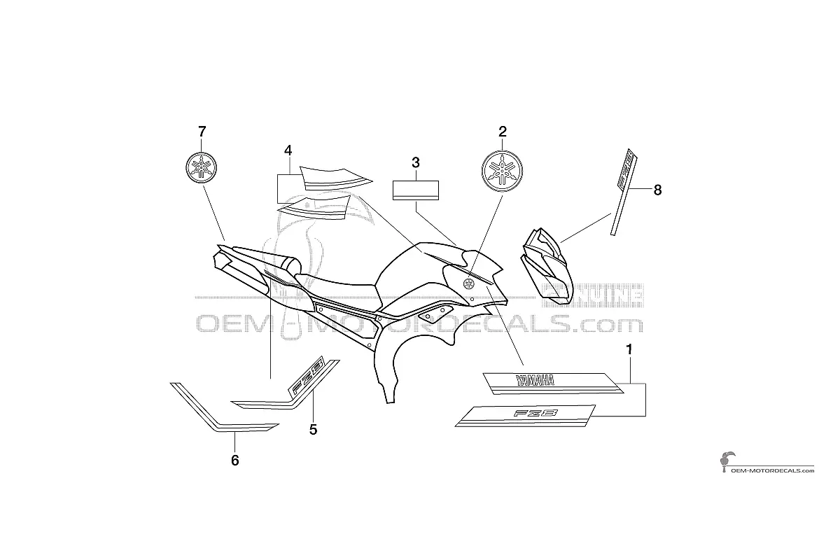 Stickers voor Yamaha FZ8N 2014 - Zwart • Yamaha OEM Stickers