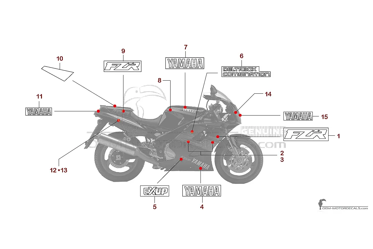 Stickers voor Yamaha FZR1000 1993 - Zwart • Yamaha OEM Stickers
