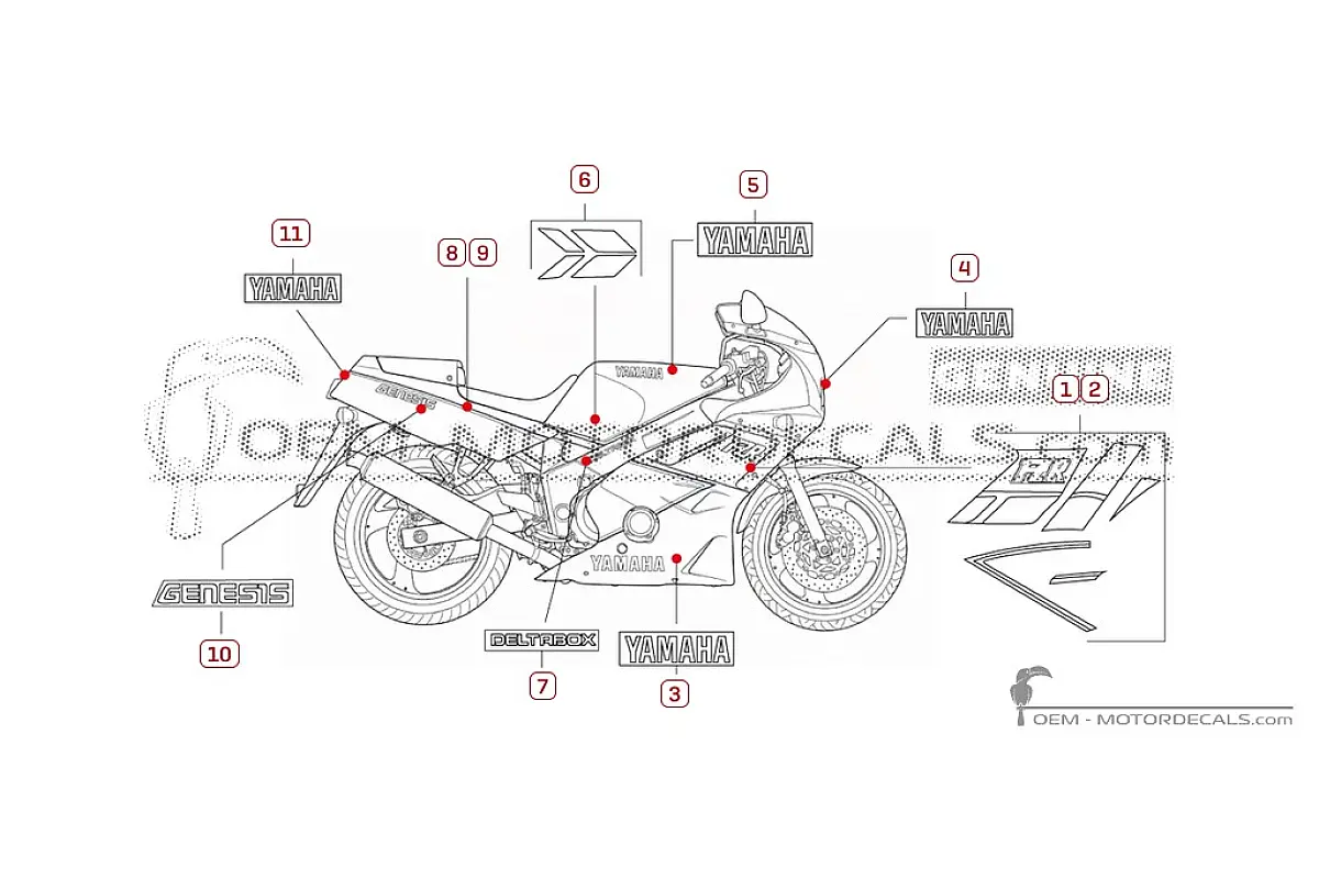 Decals for Yamaha FZR600 1990 • Yamaha OEM Decals