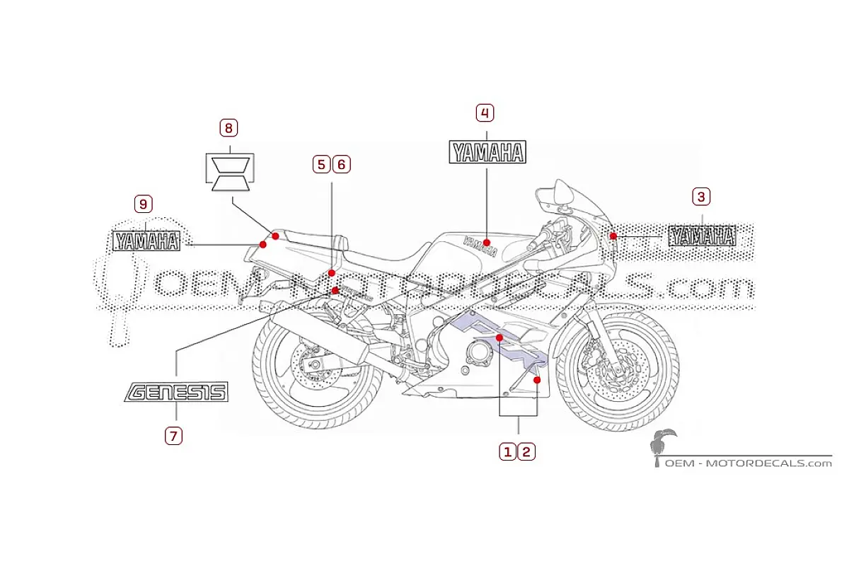 Decals for Yamaha FZR600 1995 • Yamaha OEM Decals