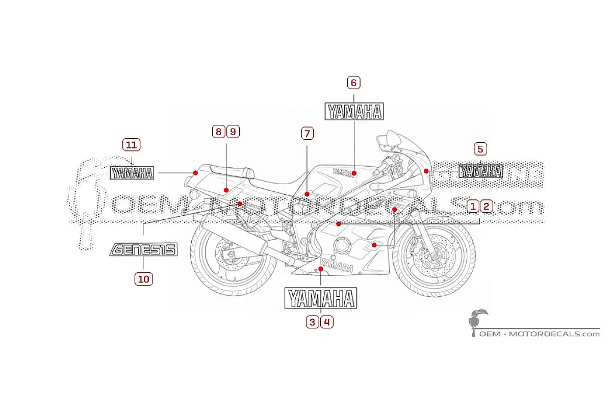Decals for Yamaha FZR600 1997 • Yamaha OEM Decals