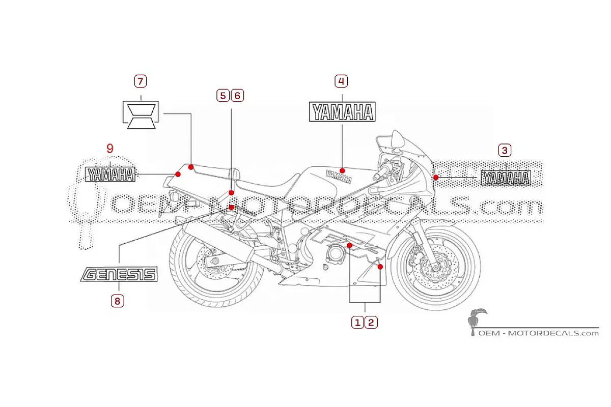 Stickers voor Yamaha FZR600 1997 • Yamaha OEM Stickers