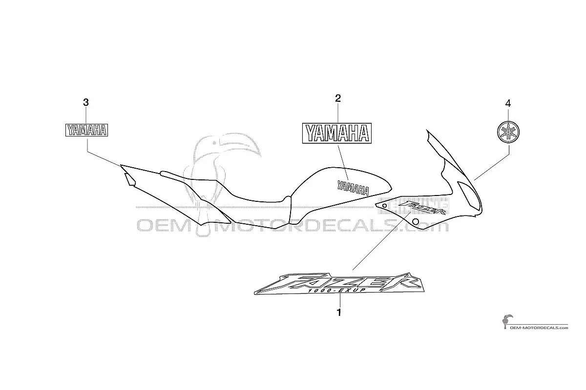 Stickers voor Yamaha FZS1000 FAZER 2002 - Zwart • Yamaha OEM Stickers