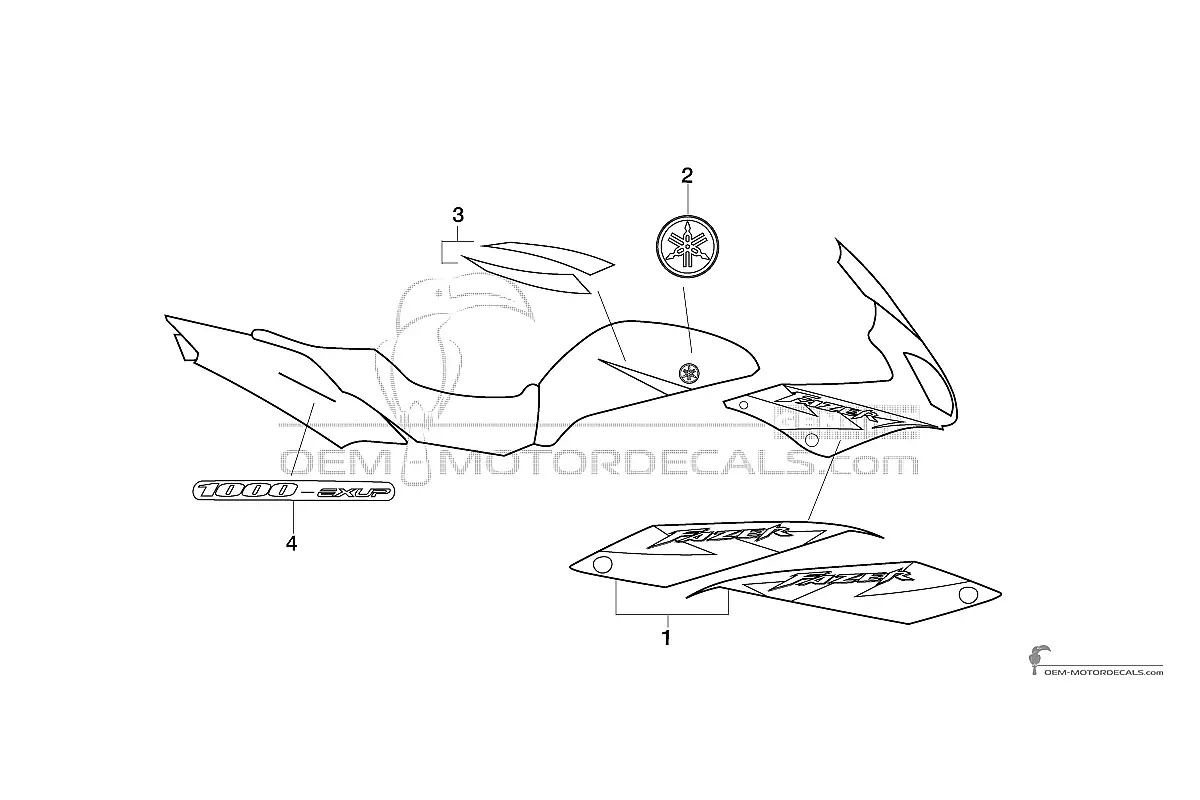 Stickers voor Yamaha FZS1000S FAZER 2003 - Geel • Yamaha OEM Stickers