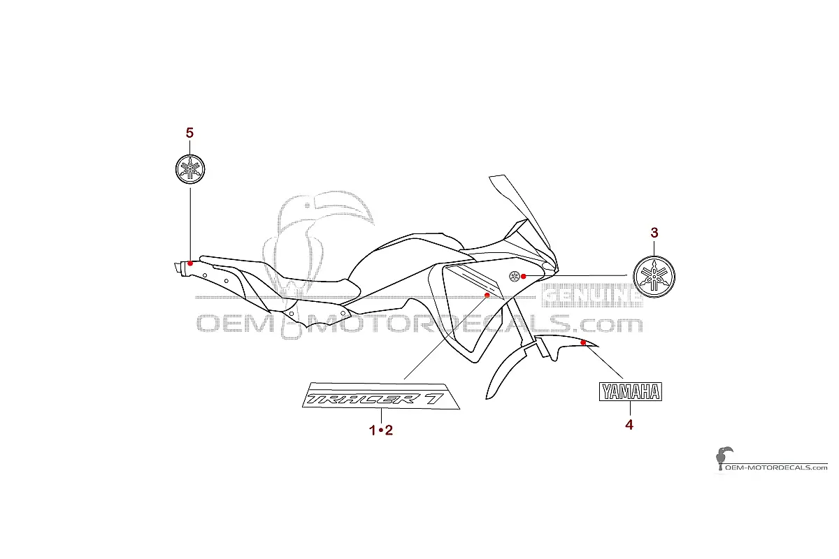 Stickers voor Yamaha TRACER 7 2024 - Rood • Yamaha OEM Stickers