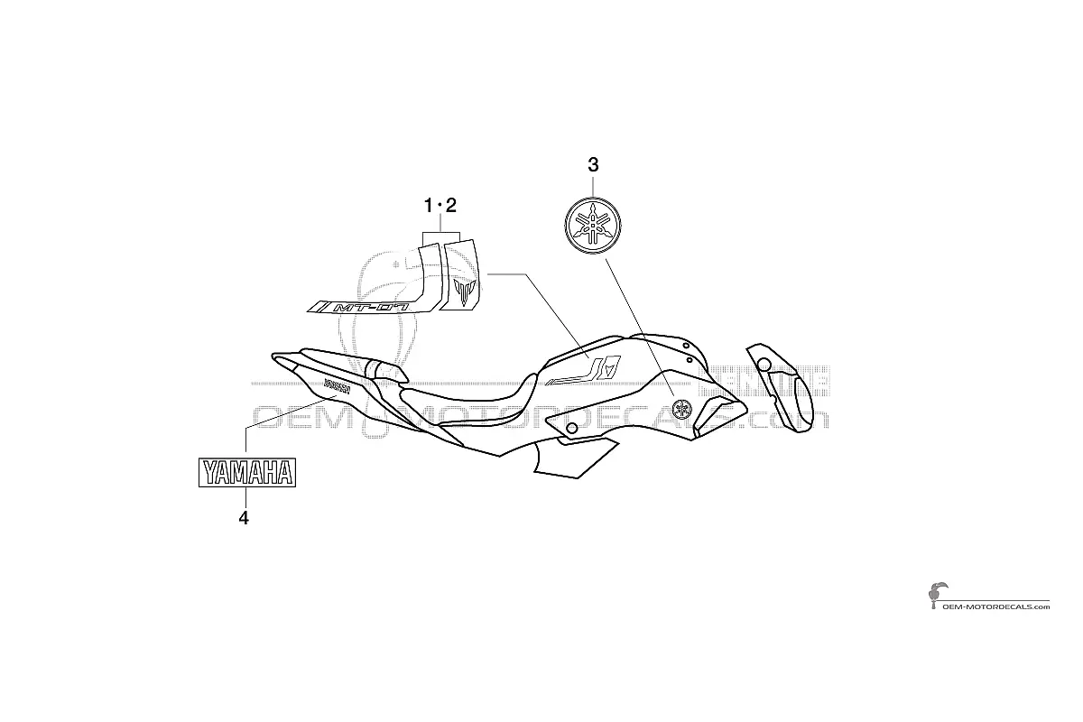 Autocollants pour Yamaha MT07 2016 - Gris • Yamaha Autocollants OEM