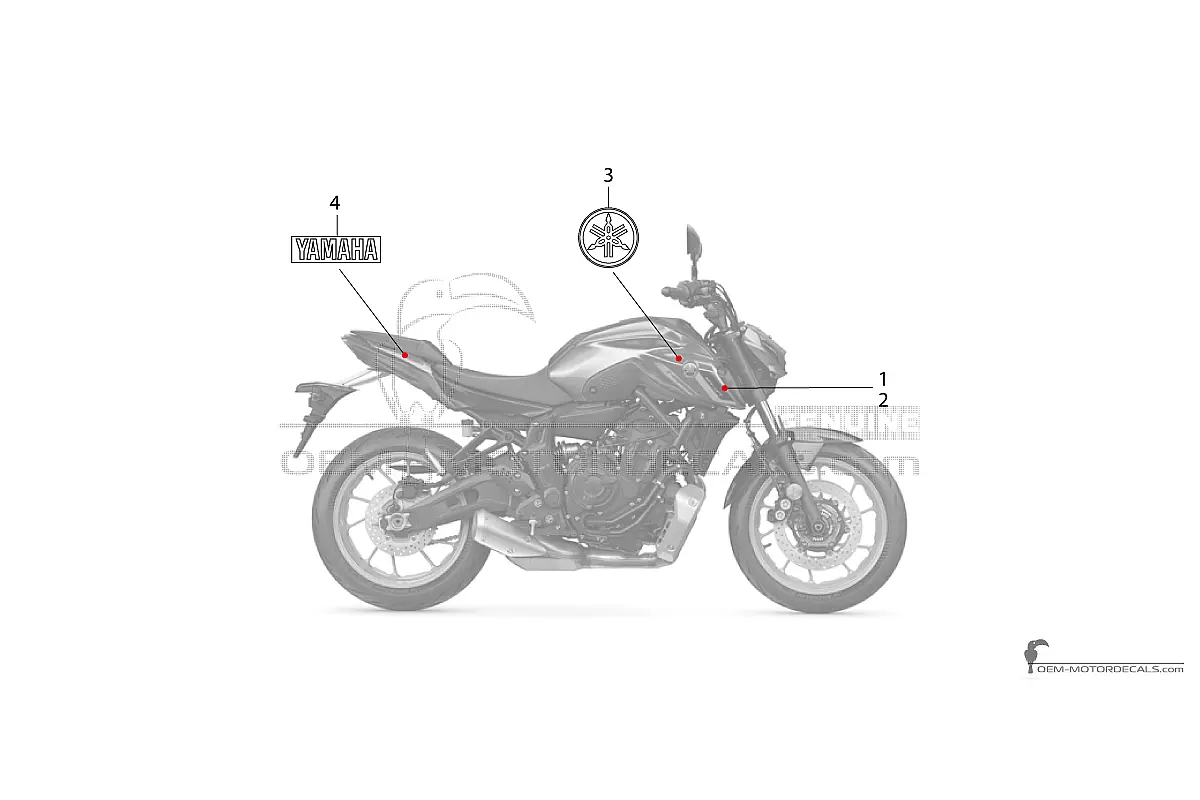 Aufkleber für Yamaha MT07 2022 - Grau • Yamaha OEM-Aufkleber