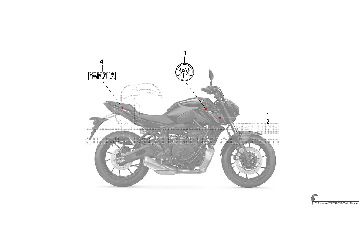 Naklejki do Yamaha MT07 2024 - Ciemnoszary • Yamaha Naklejki OEM