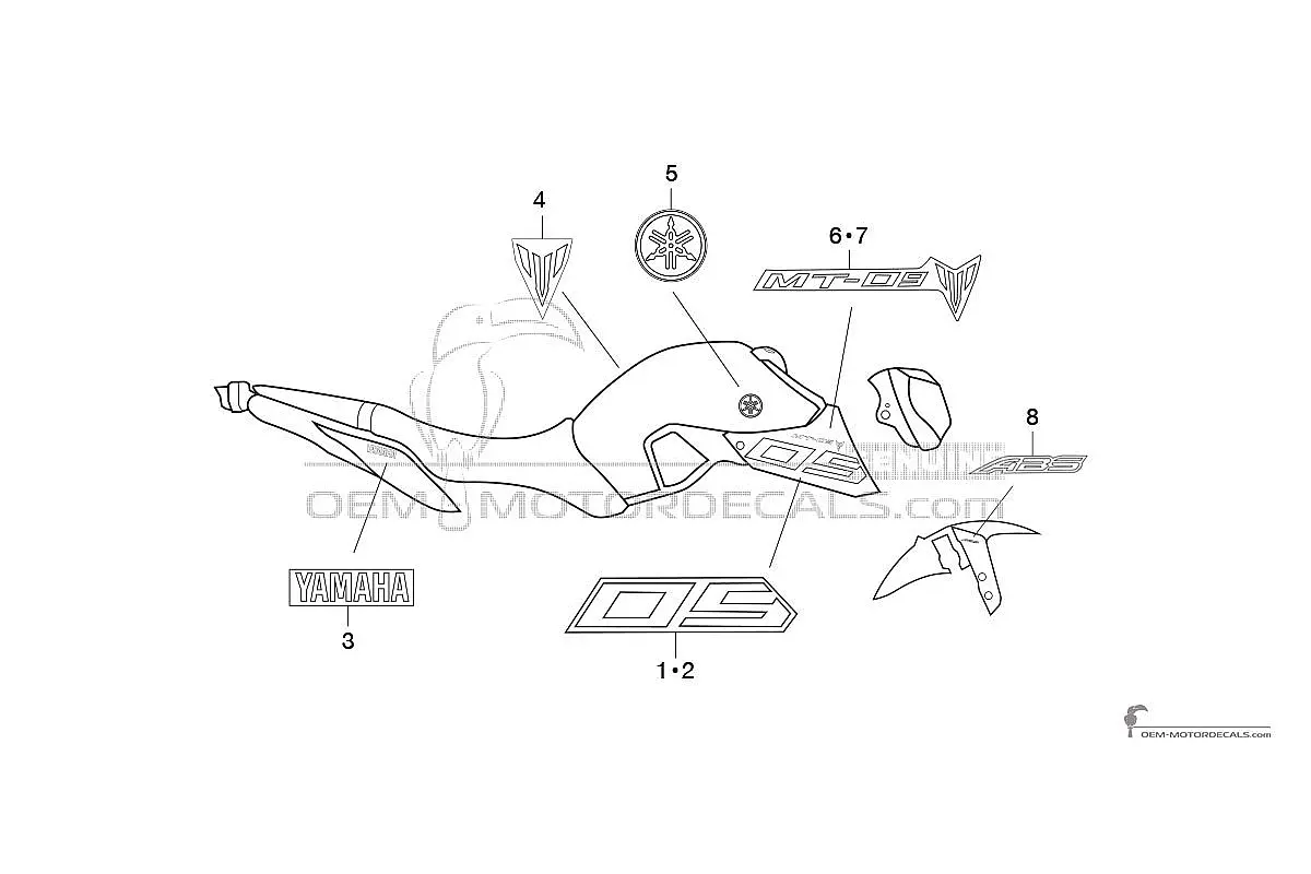 Naklejki do Yamaha MT09 2016 - Srebrny • Yamaha Naklejki OEM
