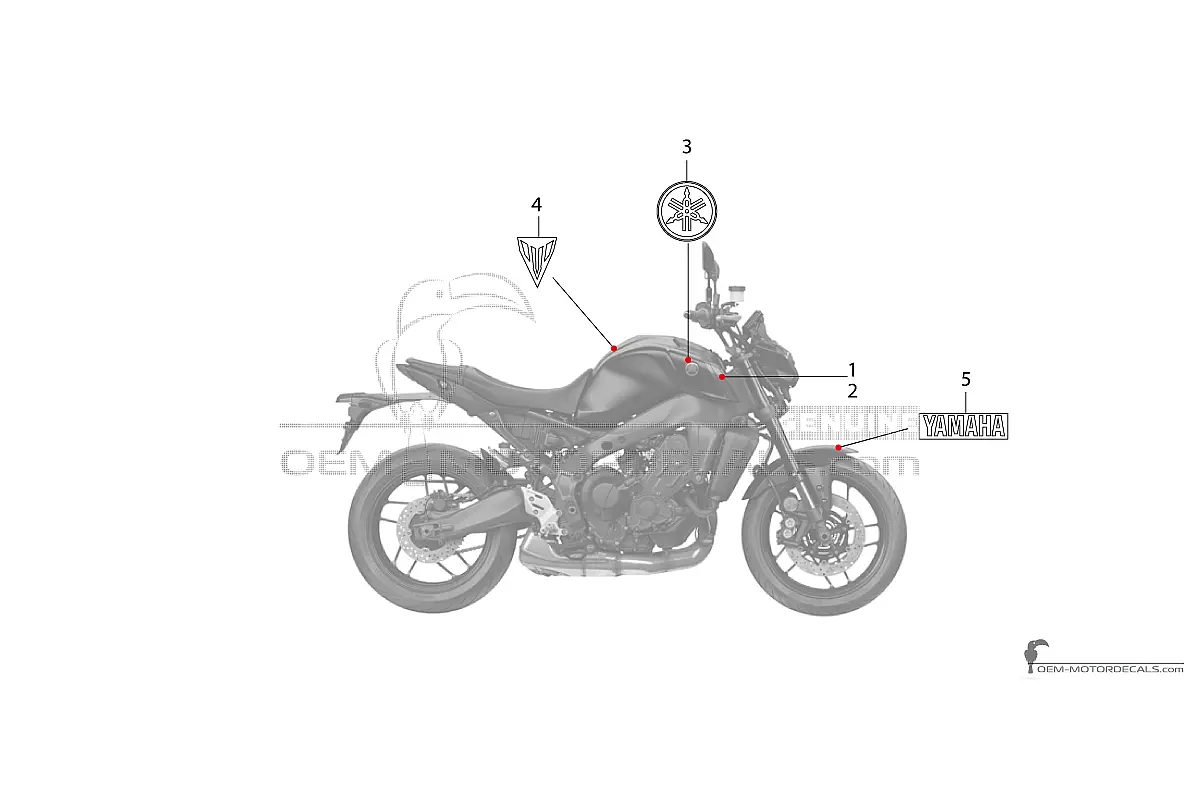 Pegatinas para Yamaha MT09 2021 - Gris oscuro • Yamaha Pegatinas OEM