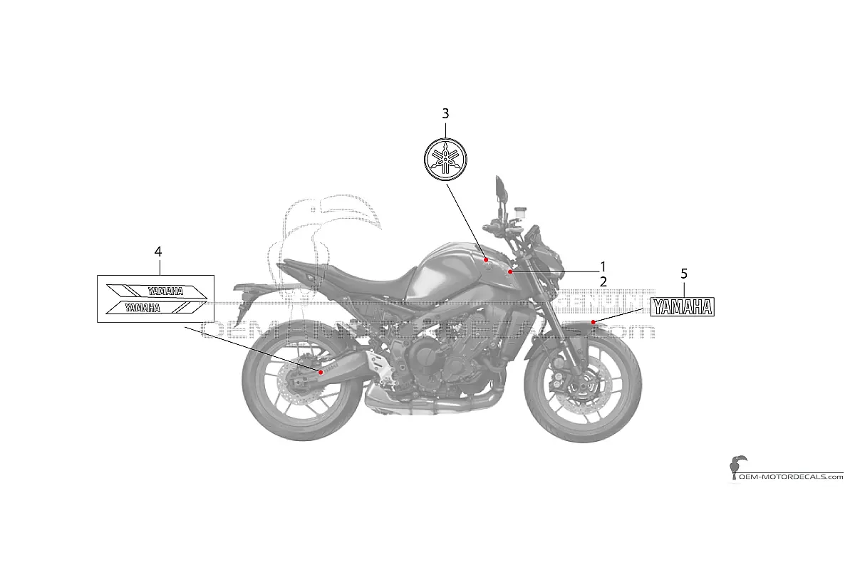 Autocollants pour Yamaha MT09 2021 - Gris foncé • Yamaha Autocollants OEM