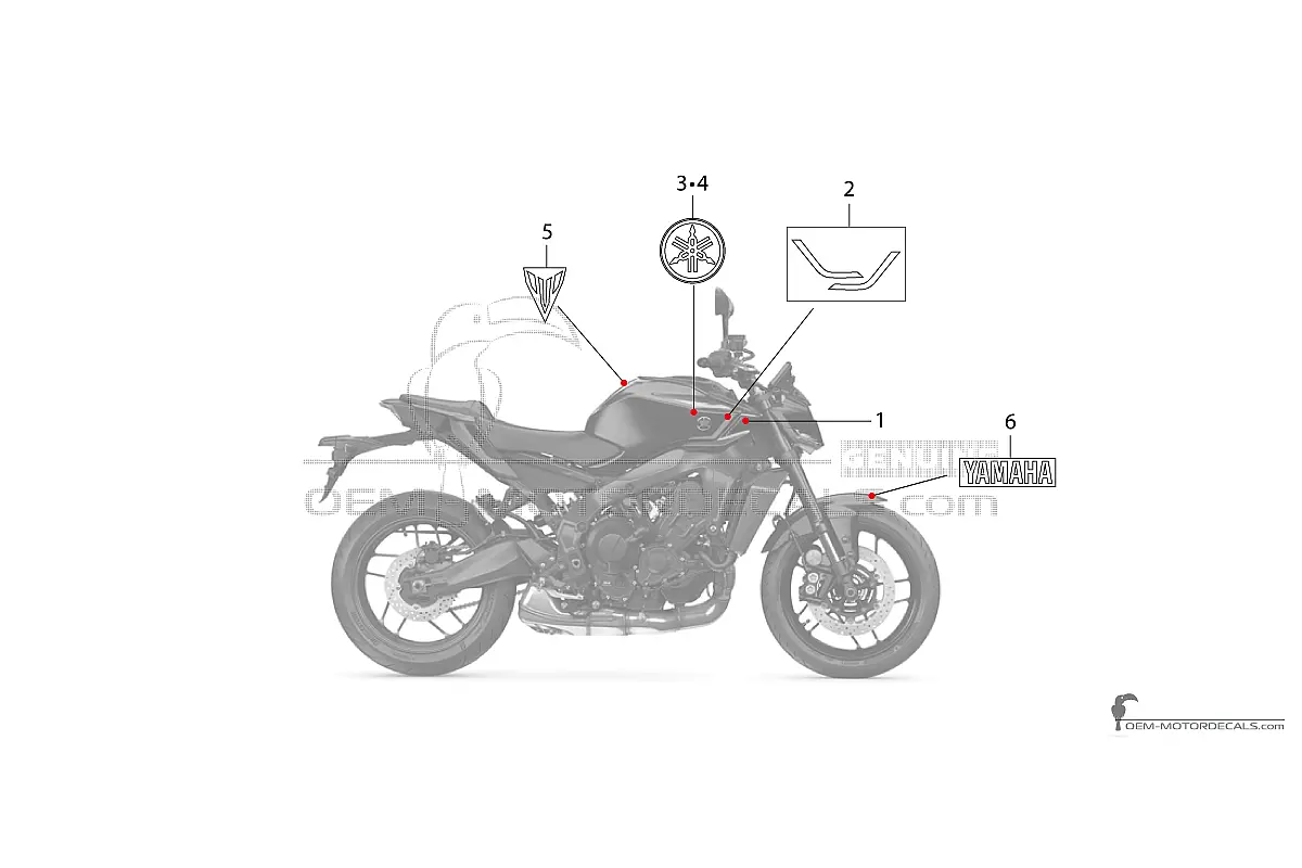 Stickers voor Yamaha MT09 2024 - Donkergrijs • Yamaha OEM Stickers