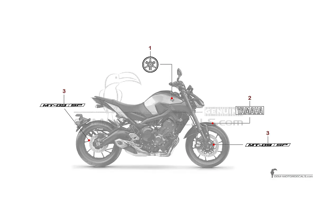 Stickers voor Yamaha MT-09 SP 2018 - Zwart • Yamaha OEM Stickers