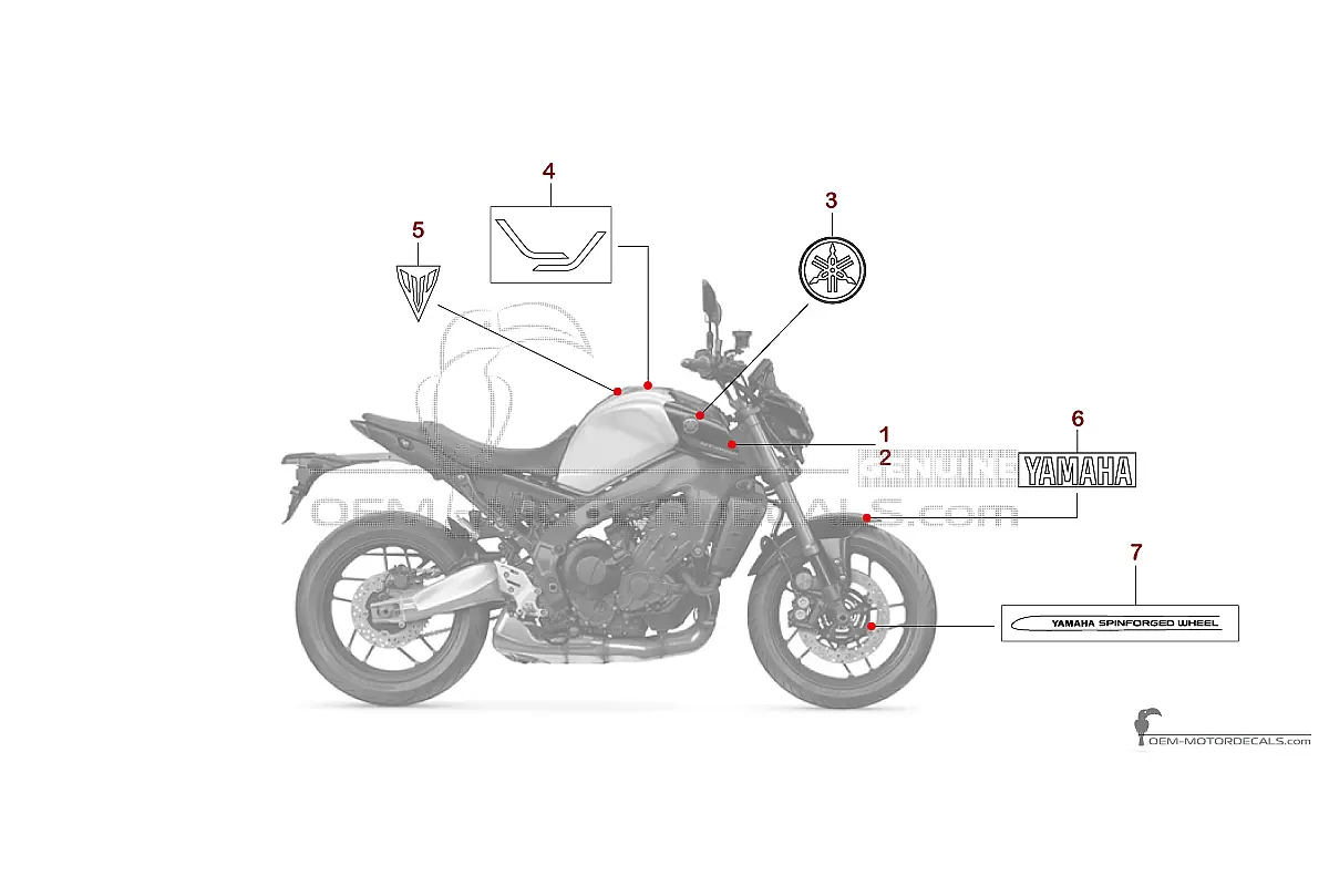 Aufkleber für Yamaha MT-09 SP 2022 - Weiss • Yamaha OEM-Aufkleber