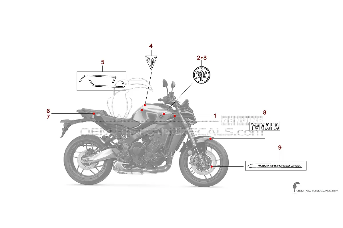 Stickers voor Yamaha MT-09 SP 2024 - Wit • Yamaha OEM Stickers