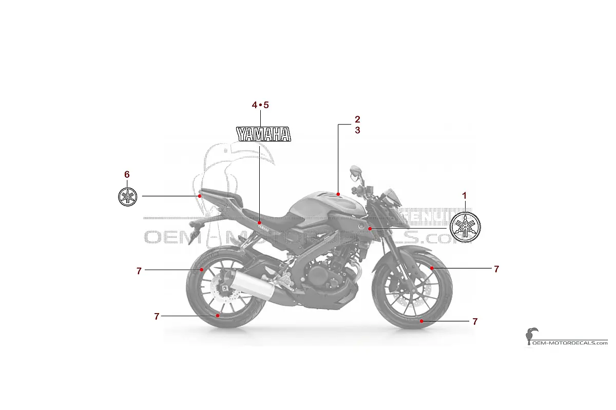 Aufkleber für Yamaha MT-125 2016 - Grau • Yamaha OEM-Aufkleber