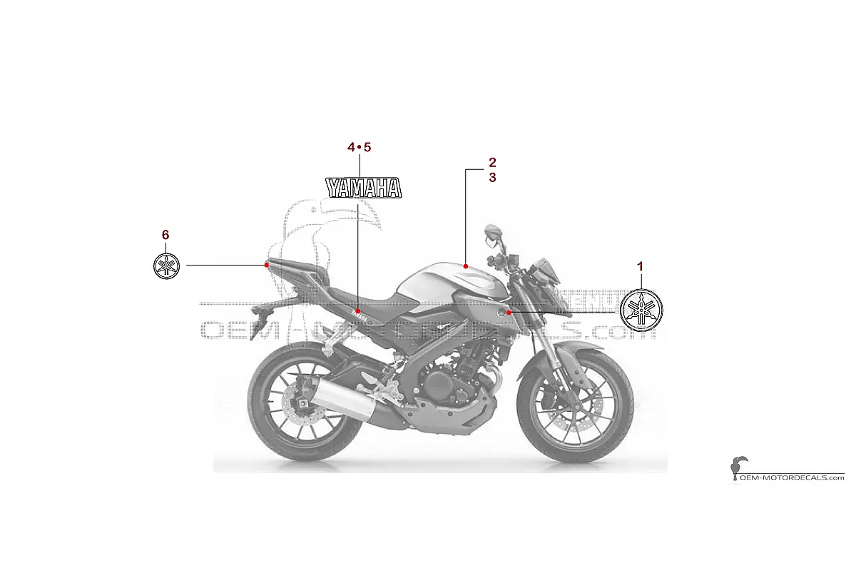 Aufkleber für Yamaha MT-125 2016 - Weiss • Yamaha OEM-Aufkleber