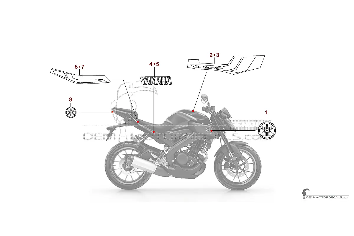 Pegatinas para Yamaha MT-125 2018 - Azul • Yamaha Pegatinas OEM