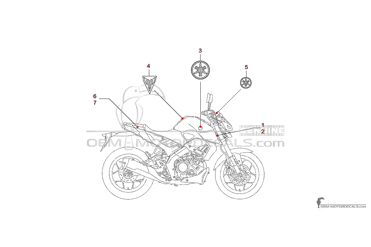 Autocollants pour Yamaha MT-125 2020 - Gris foncé • Yamaha Autocollants OEM