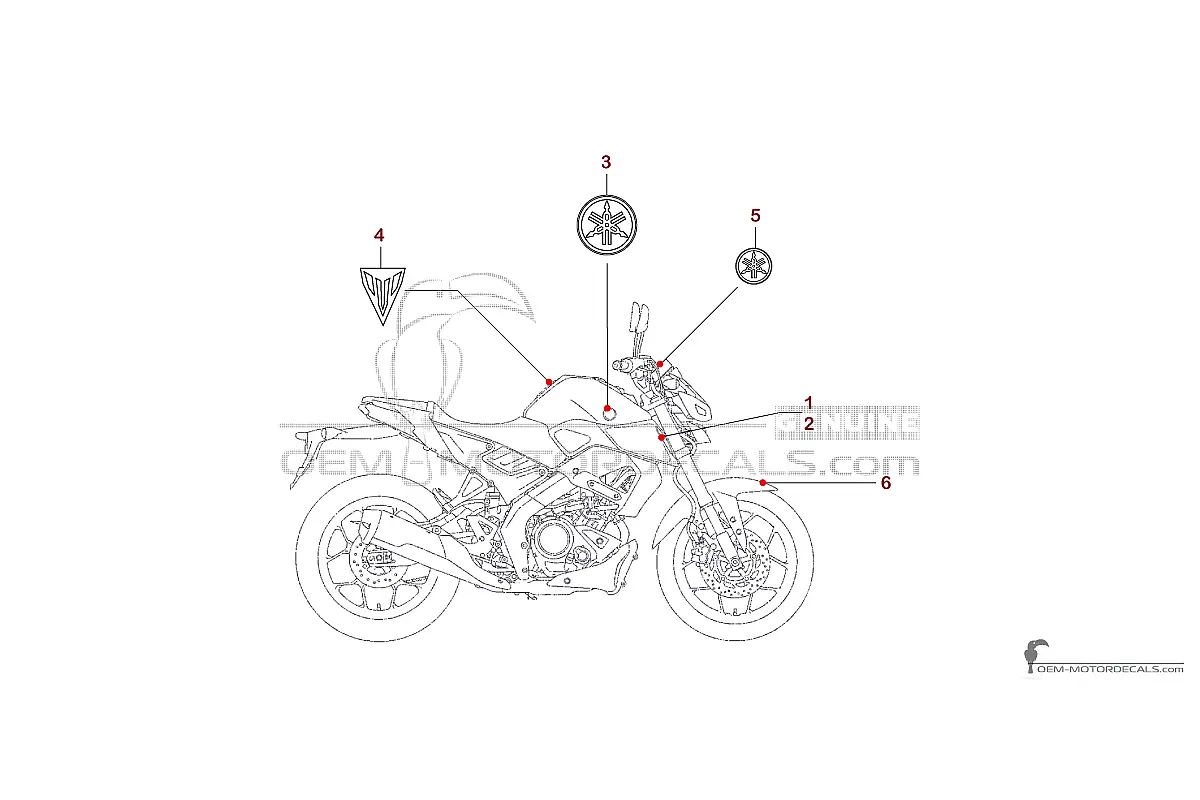 Stickers voor Yamaha MT125 2024 - Donkergrijs • Yamaha OEM Stickers
