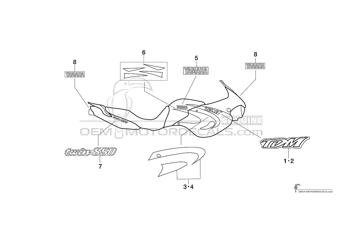 Stickers voor Yamaha TDM850 2000 - Zwart • Yamaha OEM Stickers