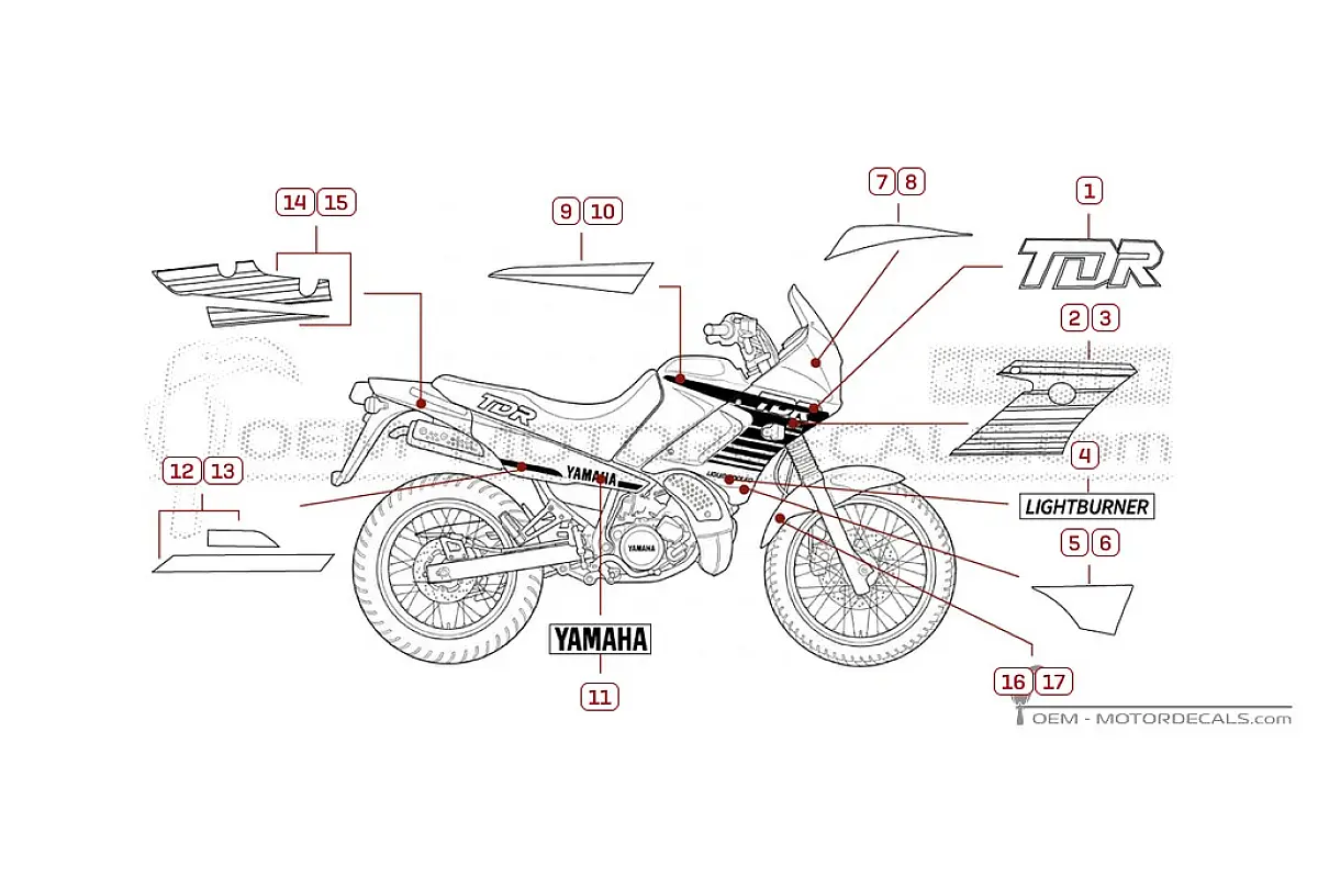 Stickers voor Yamaha TDR125 1991 • Yamaha OEM Stickers