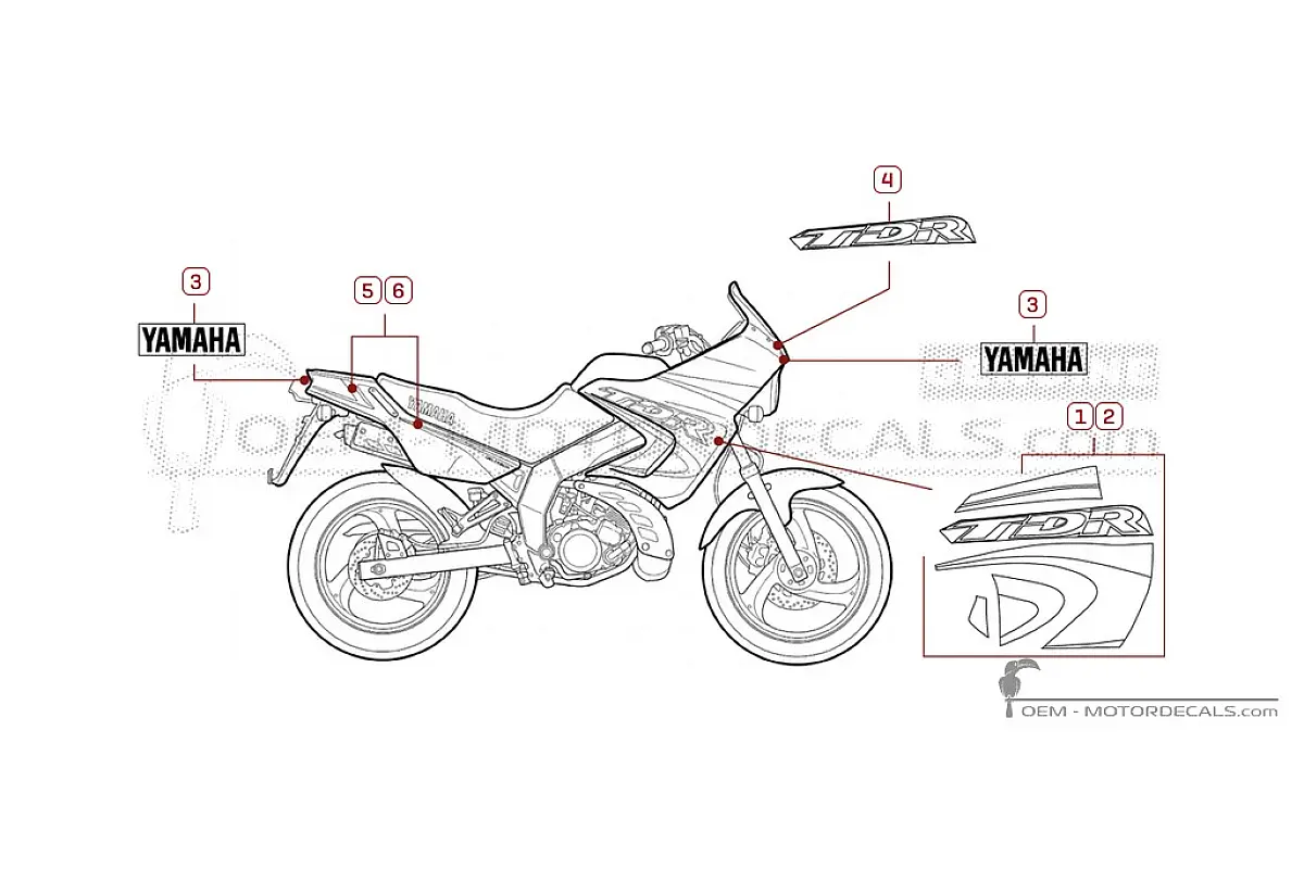 Naklejki do Yamaha TDR125 1997 • Yamaha Naklejki OEM