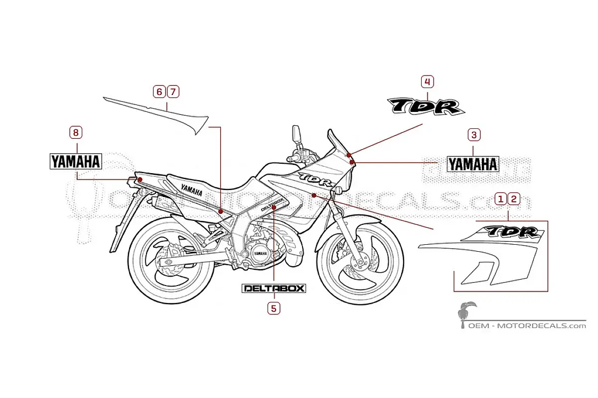 Aufkleber für Yamaha TDR125 2000 • Yamaha OEM-Aufkleber