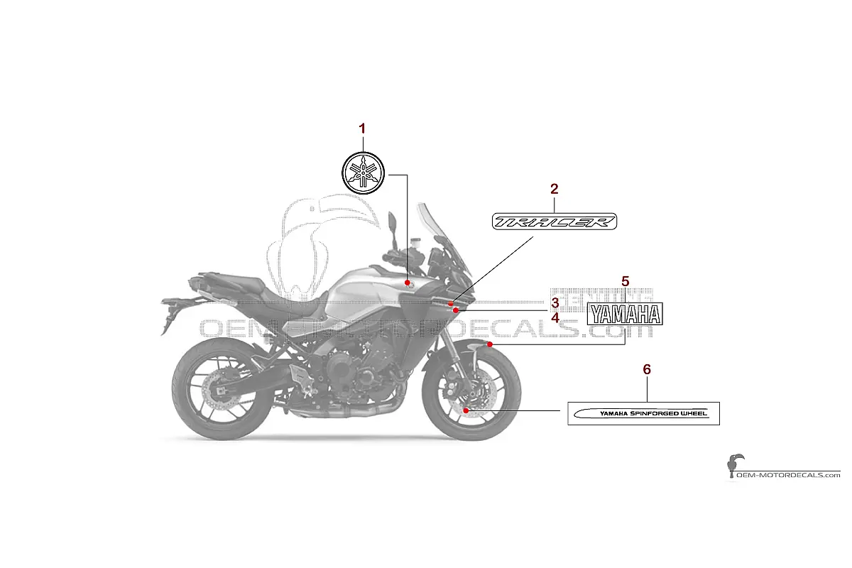 Aufkleber für Yamaha TRACER 9 GT 2021 - Weiss • Yamaha OEM-Aufkleber