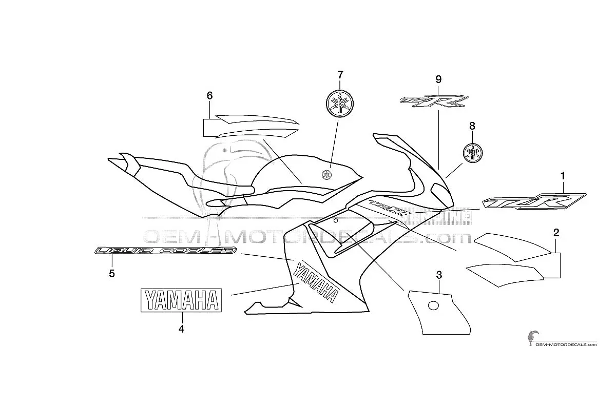 Naklejki do Yamaha TZR50 2005 - Szary • Yamaha Naklejki OEM