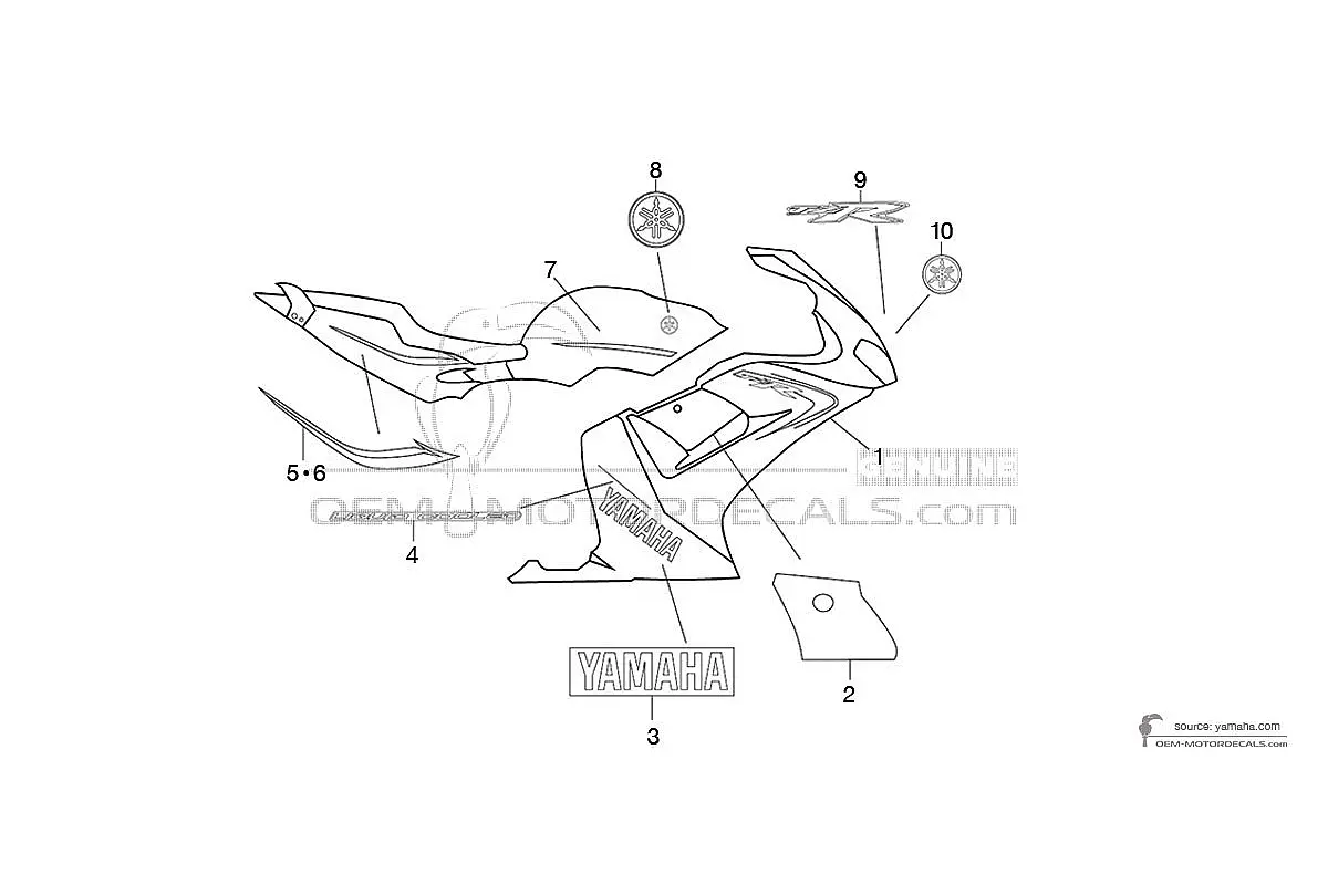 Stickers voor Yamaha TZR50 2006 - Zwart • Yamaha OEM Stickers