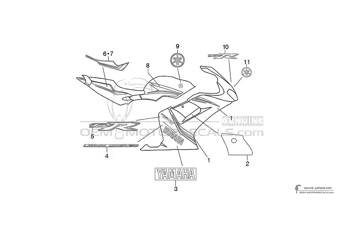 Stickers voor Yamaha TZR50 2007 - Wit • Yamaha OEM Stickers