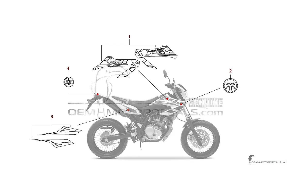 Adesivi per Yamaha WR125X 2013 - Bianco • Yamaha Adesivi OEM