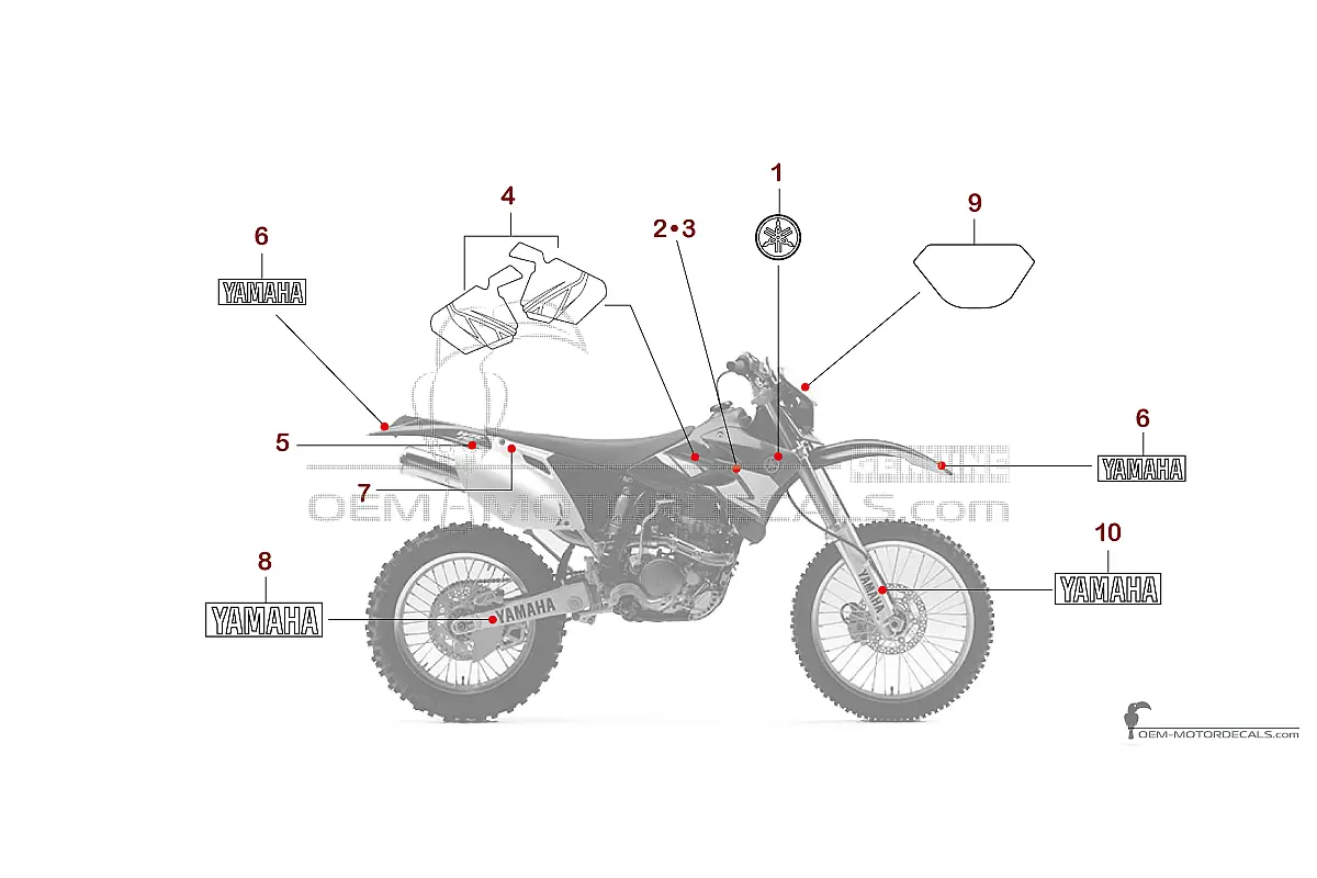 Decals for Yamaha WR250F 2004 - Blue • Yamaha OEM Decals