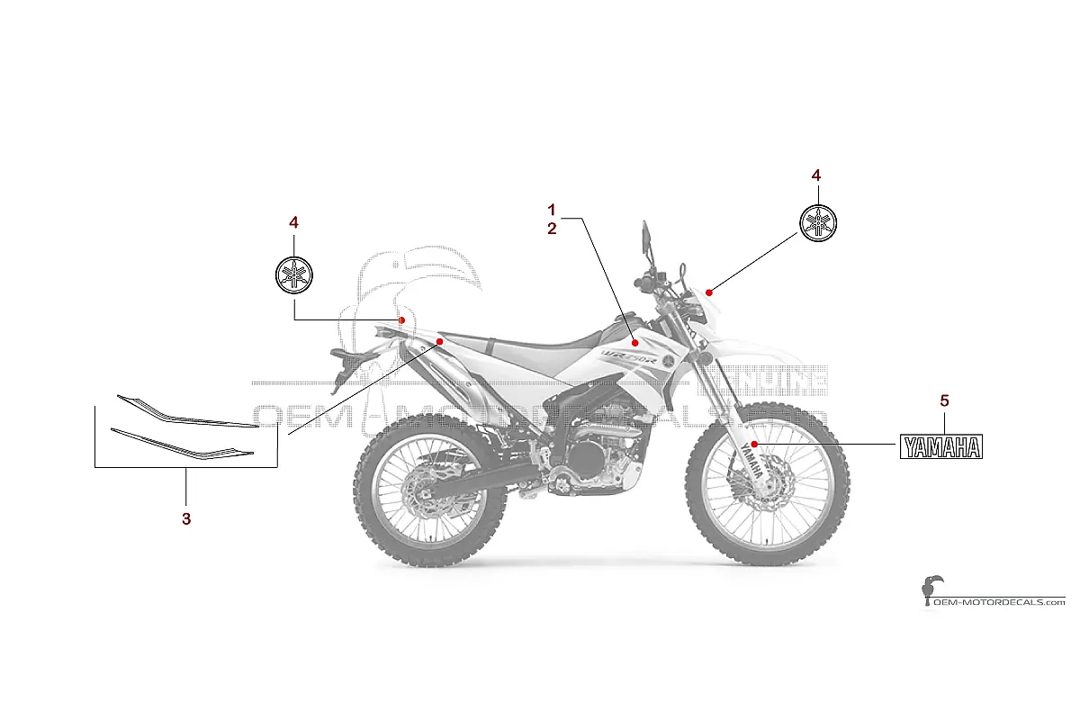 Autocollants pour Yamaha WR250R 2008 - Blanc • Yamaha Autocollants OEM