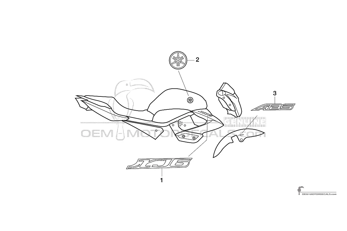 Stickers voor Yamaha XJ6 DIVERSION 2011 - Wit • Yamaha OEM Stickers