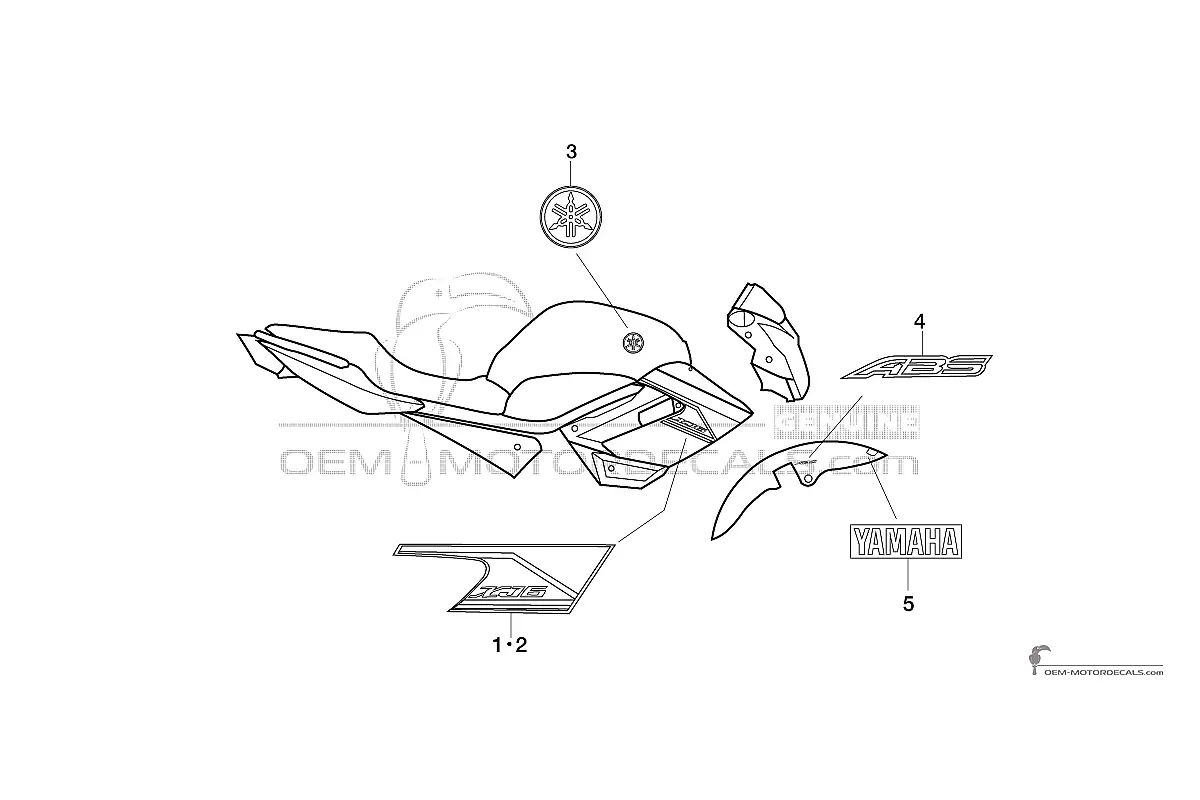 Aufkleber für Yamaha XJ6 DIVERSION 2015 - Silber • Yamaha OEM-Aufkleber
