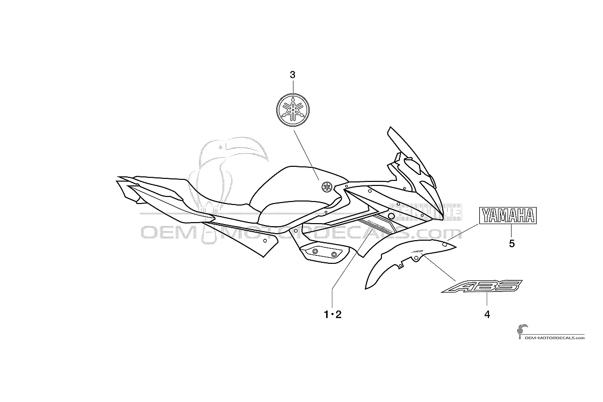 Pegatinas para Yamaha XJ6S Diversion 2016 - Plata • Yamaha Pegatinas OEM