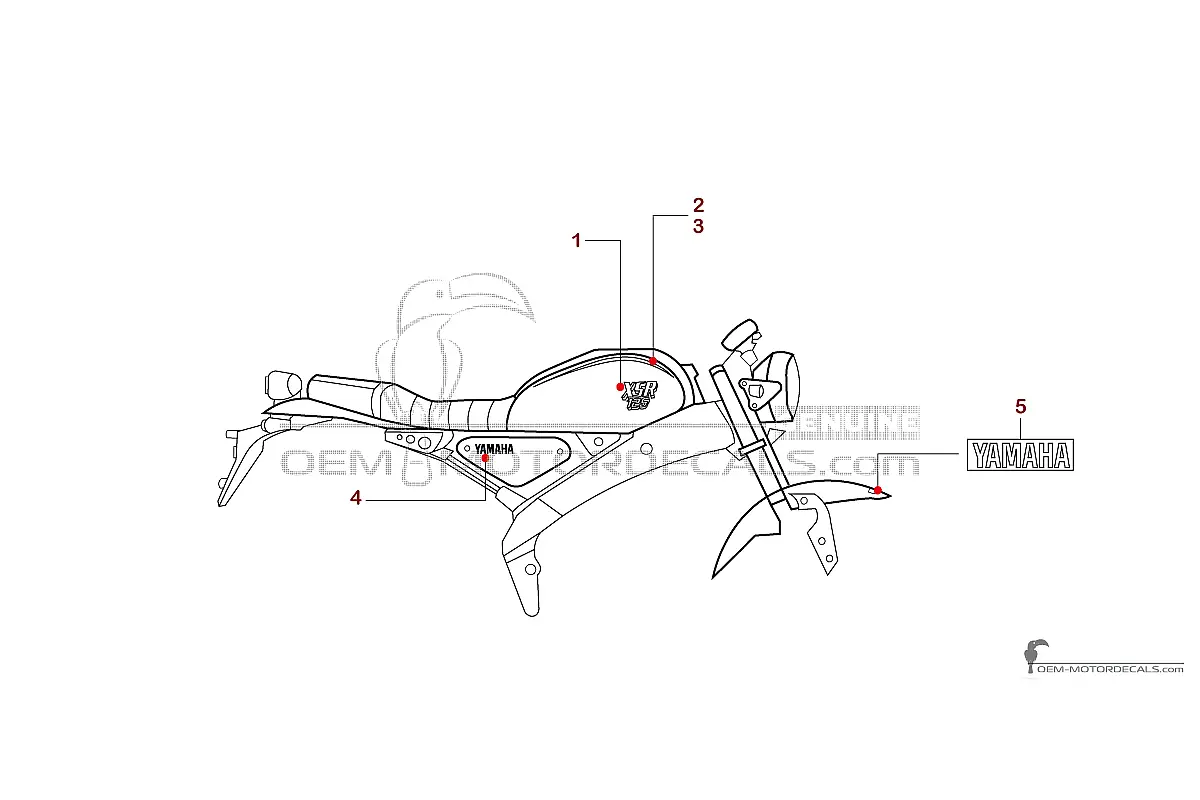 Stickers voor Yamaha XSR125 2025 Legacy - Zilver • Yamaha OEM Stickers