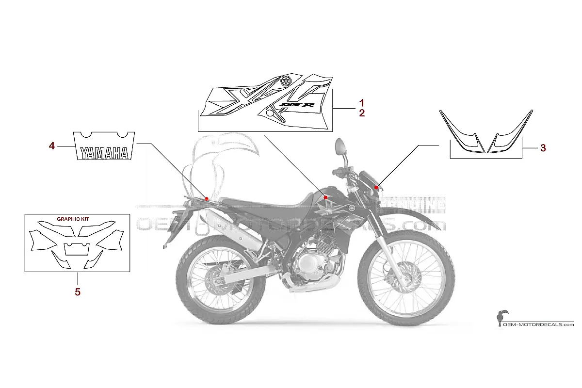 Naklejki do Yamaha XT125R 2006 - Czarny • Yamaha Naklejki OEM