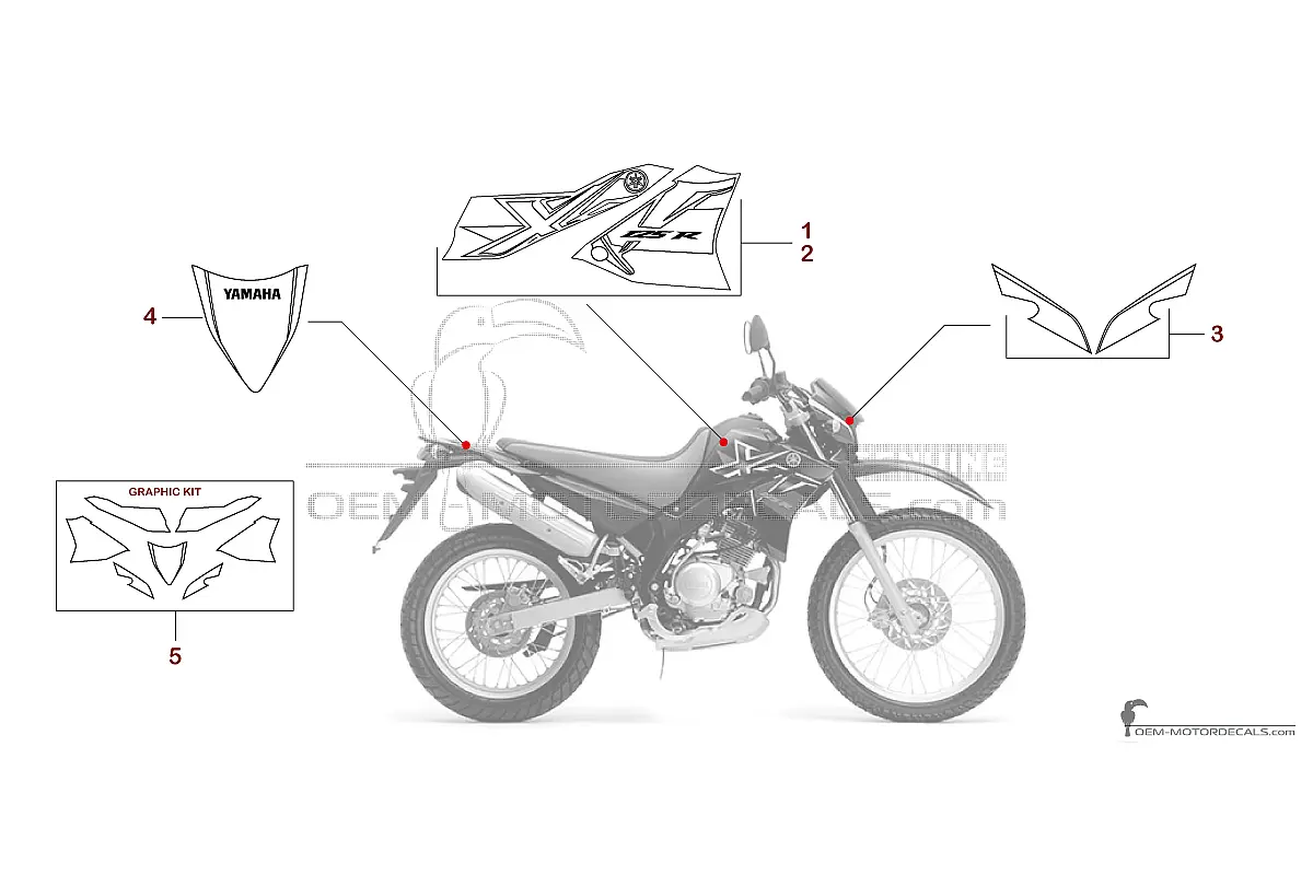 Aufkleber für Yamaha XT125R 2007 - Schwarz • Yamaha OEM-Aufkleber
