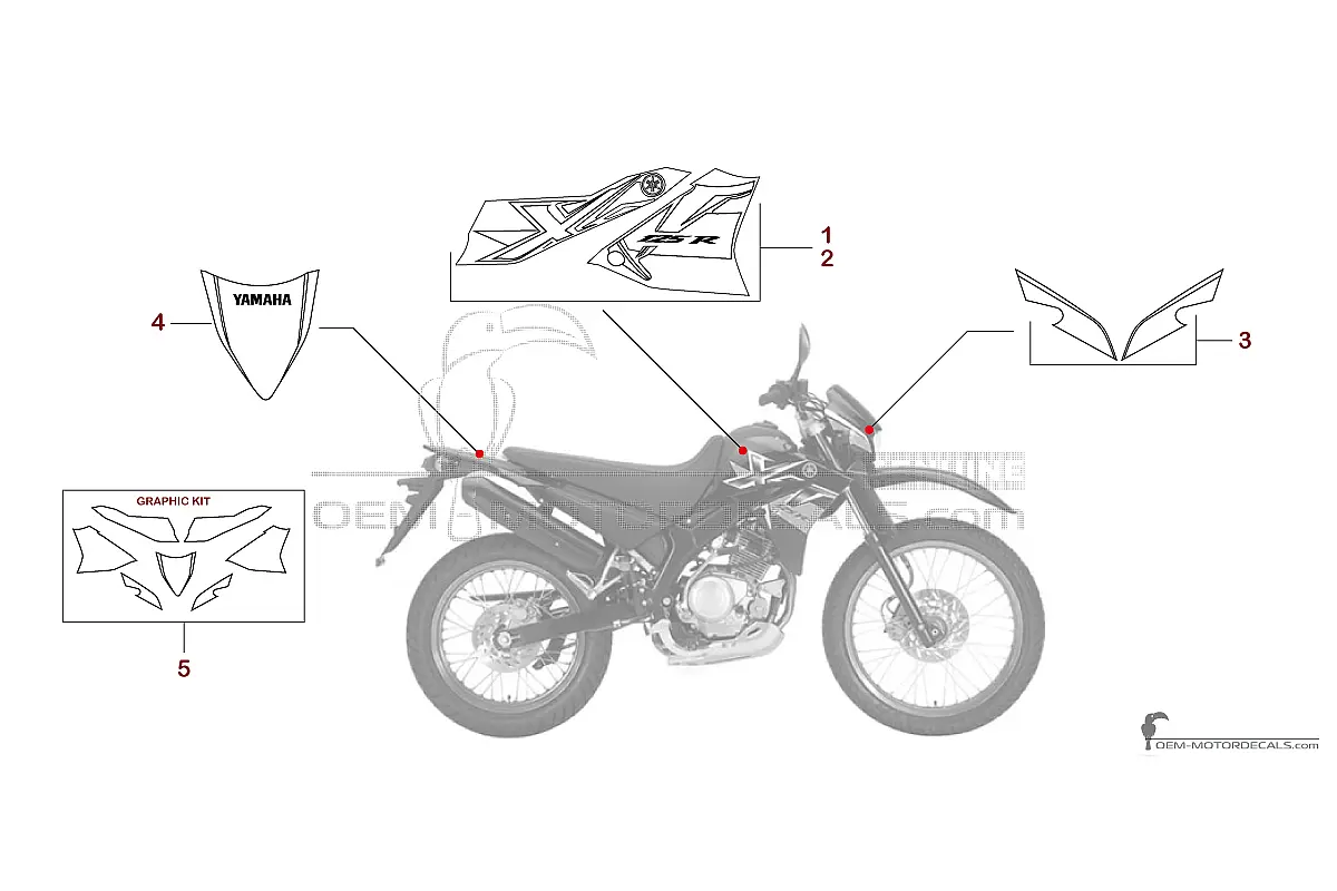Aufkleber für Yamaha XT125R 2008 - Schwarz • Yamaha OEM-Aufkleber